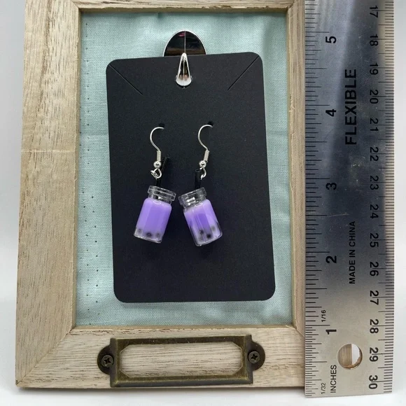 3 for $20 Purple Boba Tea Acrylic Dangle Earrings “You Pick 3” - Picture 2 of 6